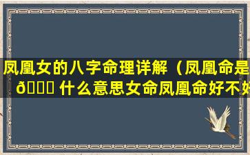 凤凰女的八字命理详解（凤凰命是 🐈 什么意思女命凤凰命好不好）